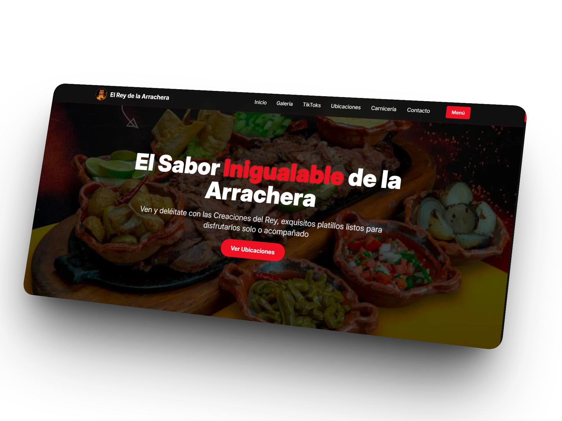 Vista del sitio web de El Rey de la Arrachera